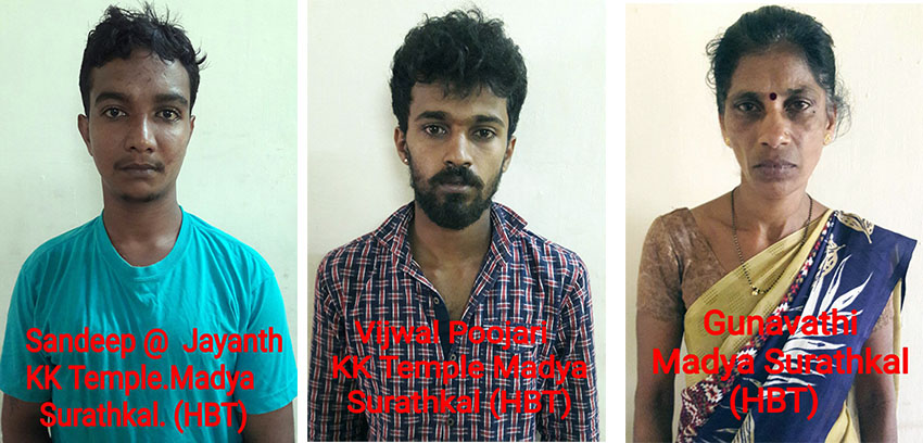 ಕಳವು ಪ್ರಕರಣ: ಮಹಿಳೆ ಸೇರಿ ಮೂವರ ಬಂಧನ